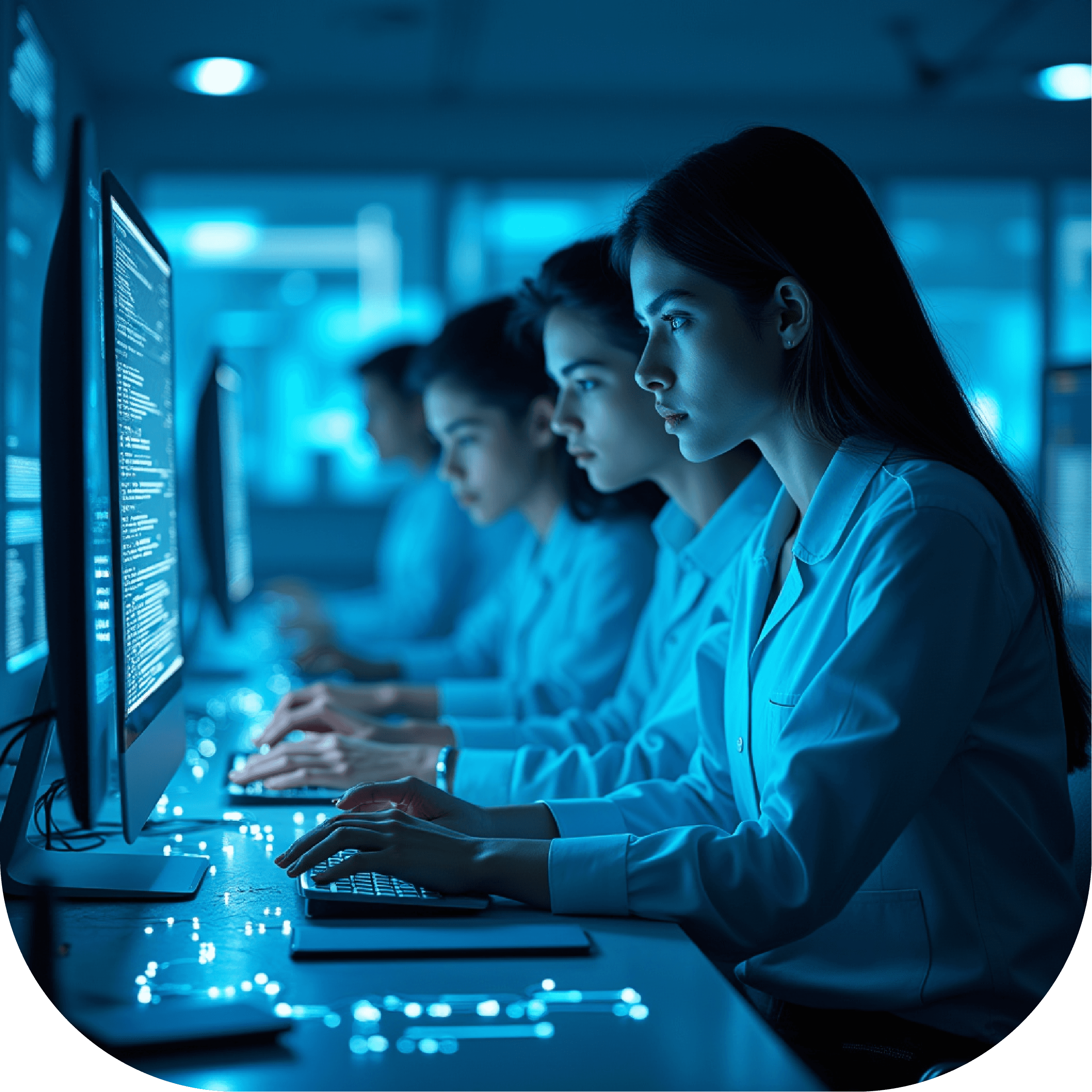 People in front of modern Terminals